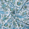 Blue Floral Print Hand Block Cotton Fabric - 1stFabric