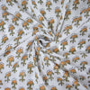 Orange Floral Print Hand Block Cotton Fabric - 1stFabric