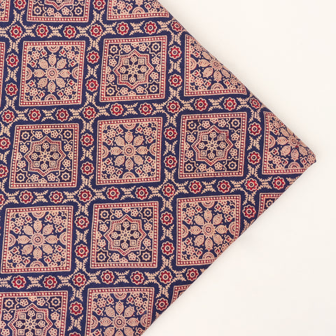 Ajrak geometrical cotton  Printed fabric 1st fabric