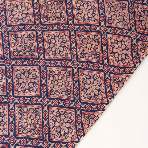 Ajrak geometrical cotton  Printed fabric 1st fabric