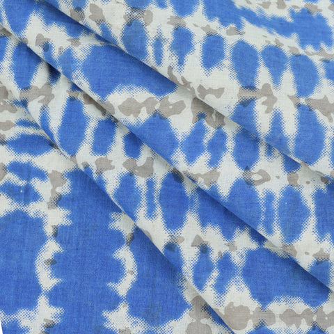 Blue Tie dye Printed Cotton Fabric - 1stFabric