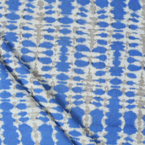 Blue Tie dye Printed Cotton Fabric - 1stFabric