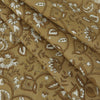 Brown Floral Printed Hand Block Cotton Fabric - 1stFabric