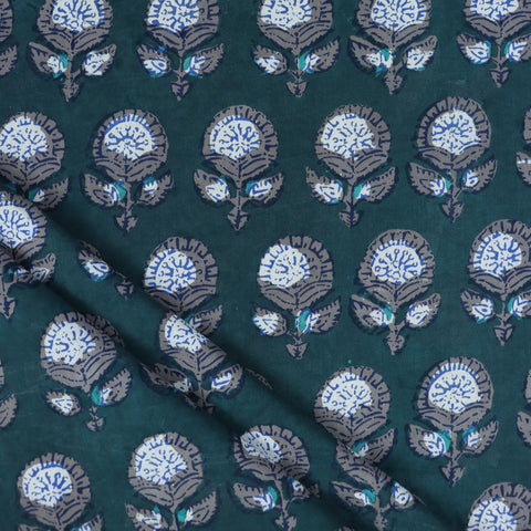 Multicolor Floral Print Hand Block Cotton Fabric - 1stFabric