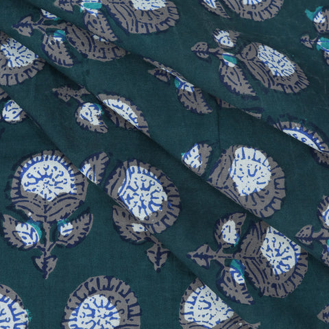 Multicolor Floral Print Hand Block Cotton Fabric - 1stFabric