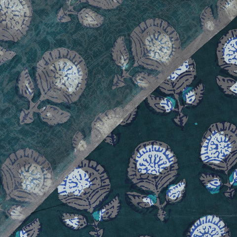 Multicolor Floral Print Hand Block Cotton Fabric - 1stFabric