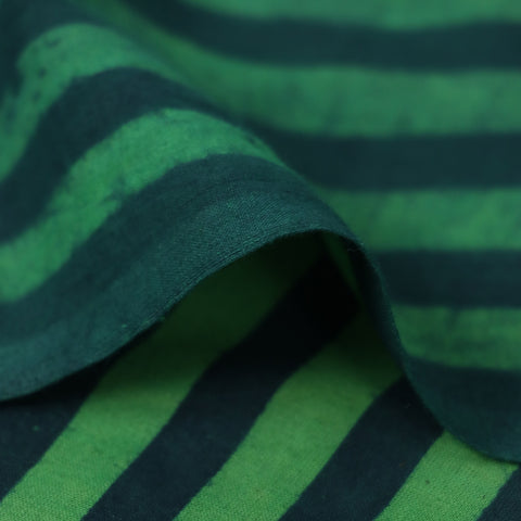 Blue Striped Print Hand Block Cotton Fabric - 1stFabric