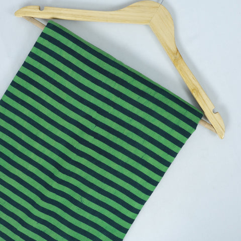 Blue Striped Print Hand Block Cotton Fabric - 1stFabric