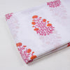 Pink Flower Plant Printed Hand Block 100% Cotton Fabric