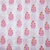 Pink Flower Plant Printed Hand Block 100% Cotton Fabric
