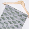 Leaf Printed Hand Block Pure Cotton Green Fabric