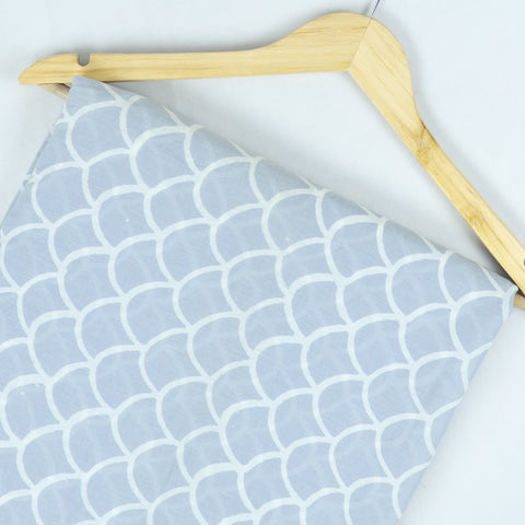 White Abstract Print Hand Block Cotton Fabric - 1stFabric