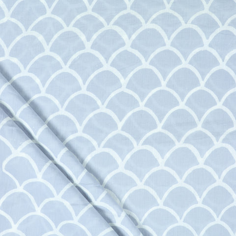 White Abstract Print Hand Block Cotton Fabric - 1stFabric