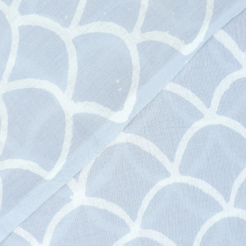 White Abstract Print Hand Block Cotton Fabric - 1stFabric