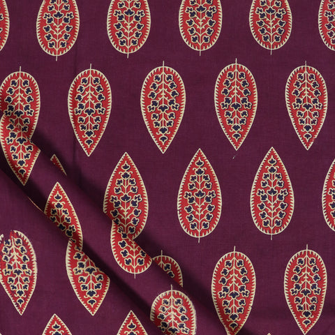 Red Floral Print Hand Block Cotton Fabric - 1stFabric