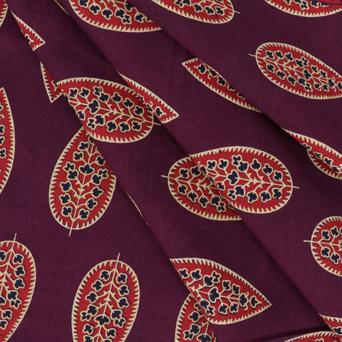 Red Floral Print Hand Block Cotton Fabric - 1stFabric