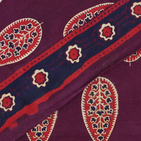 Red Floral Print Hand Block Cotton Fabric - 1stFabric