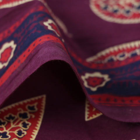 Red Floral Print Hand Block Cotton Fabric - 1stFabric