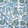 Blue Floral Print Hand Block Cotton Fabric - 1stFabric