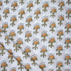 Orange Floral Print Hand Block Cotton Fabric - 1stFabric