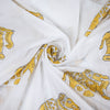 Yellow Elephant Print Hand Block Cotton Fabric - 1stFabric