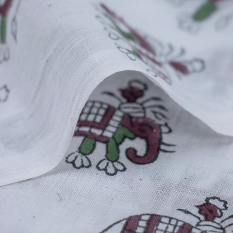 Animal Elephant Print Hand Block Cotton Fabric - 1stFabric