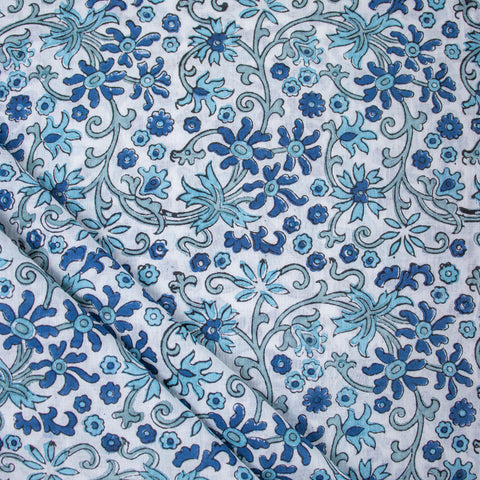 Multicolor Floral Print Hand Block Cotton Fabric - 1stFabric