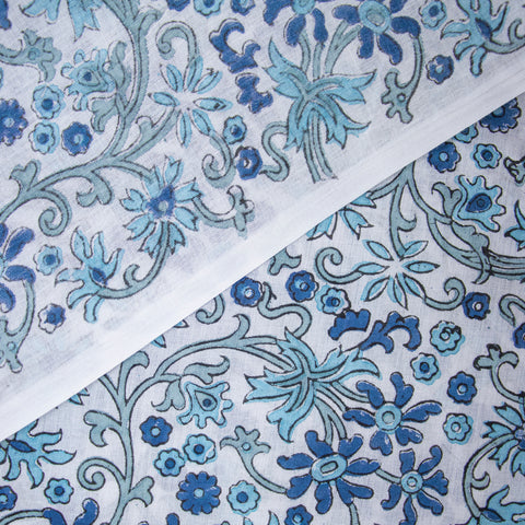 Multicolor Floral Print Hand Block Cotton Fabric - 1stFabric