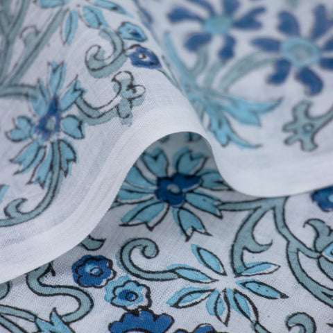 Multicolor Floral Print Hand Block Cotton Fabric - 1stFabric