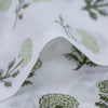 Green & White Floral Print Hand Block Cotton Fabric - 1stFabric