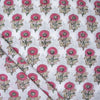 Pink Floral Print Hand Block Cotton Fabric - 1stFabric