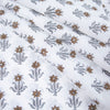 Brown And Grey Floral Print Hand Block Cotton Fabric - 1stFabric