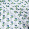 Blue & Green Floral Print Hand Block Cotton Fabric - 1stFabric