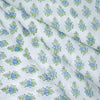 Green Floral Print Hand Block Cotton Fabric - 1stFabric