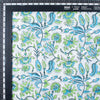 green and blue cotton print fabric