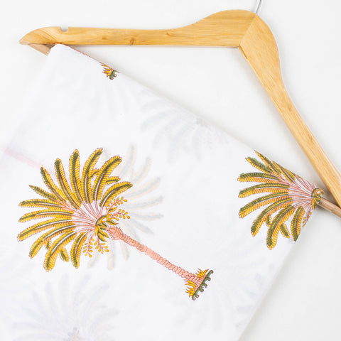 Palm Tree Printed Handmade Natural Cotton Fabric