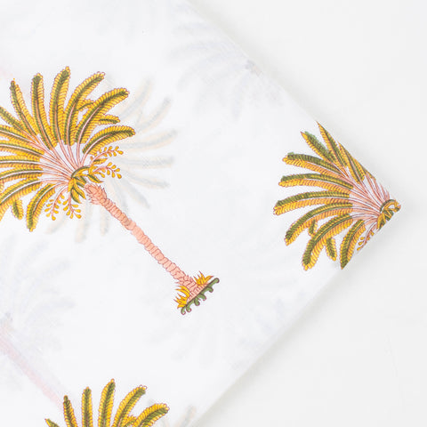 Palm Tree Printed Handmade Natural Cotton Fabric