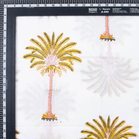 Palm Tree Printed Handmade Natural Cotton Fabric