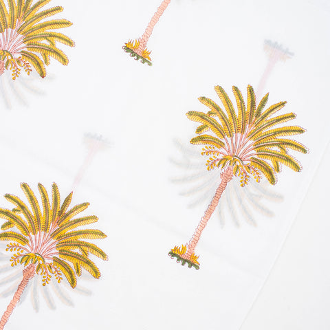Palm Tree Printed Handmade Natural Cotton Fabric