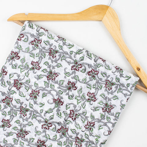 Green Floral Print Fabric