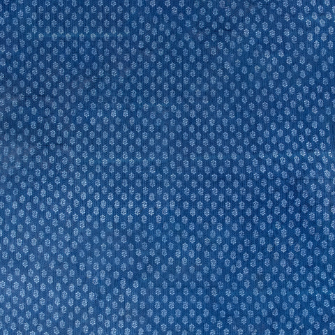 Indigo Blue Floral Print Cotton Fabric - 1stFabric