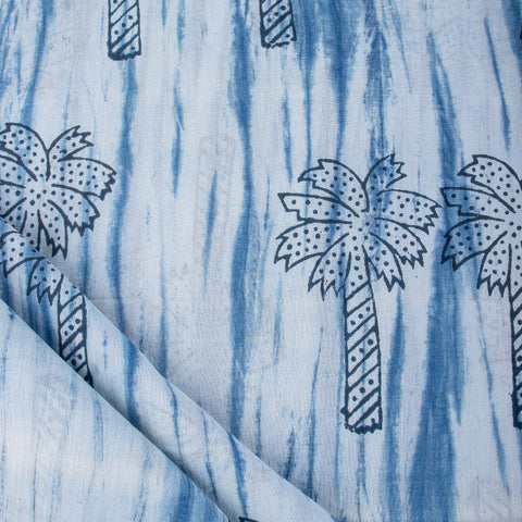 Tree Plant Indigo Blue Cotton Fabric - 1stFabric