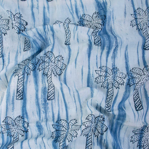 Tree Plant Indigo Blue Cotton Fabric - 1stFabric