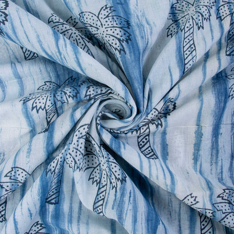 Tree Plant Indigo Blue Cotton Fabric - 1stFabric