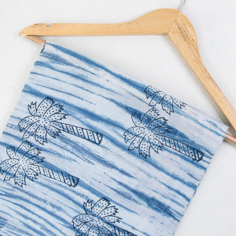 Tree Plant Indigo Blue Cotton Fabric - 1stFabric