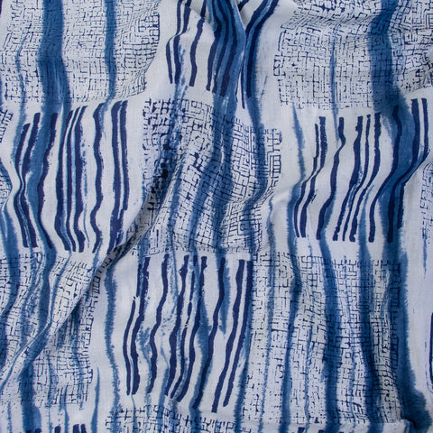 Textured Print Indigo Blue Cotton Fabric - 1stFabric