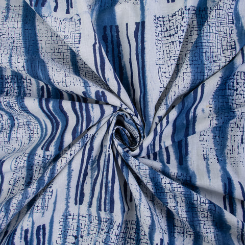 Textured Print Indigo Blue Cotton Fabric - 1stFabric