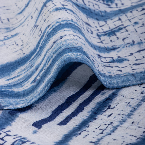 Textured Print Indigo Blue Cotton Fabric - 1stFabric