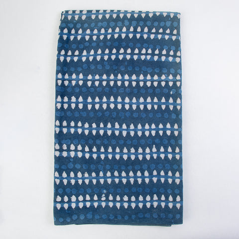 Zigzag Print Indigo Blue Cotton Fabric - 1stFabric