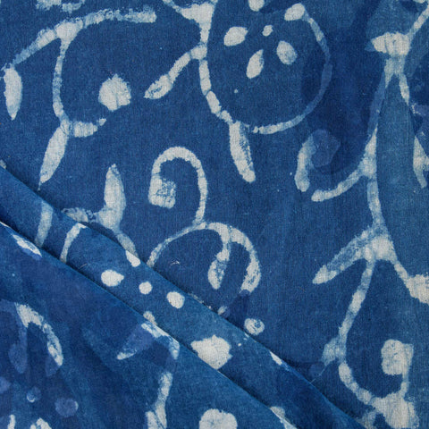 Indigo Blue Dabu Print Natural Dyed Cotton Fabric